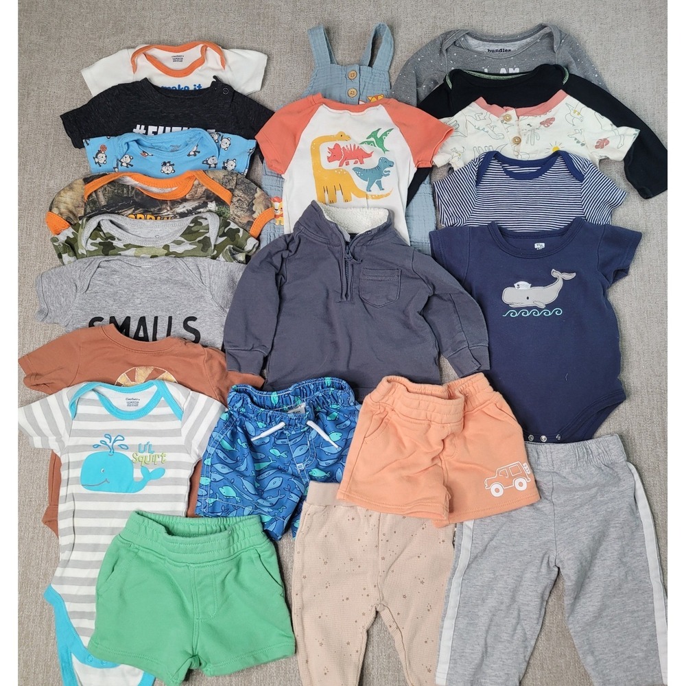 Lot of 21 Baby Boy 3 to 6 Month Clothing Lot Carter Garanimals Shorts Bodysuits - Picture 1 of 9
